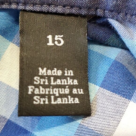 NORSTROM mens dress‎ shirt blue plaid. Trim fit size 15. Great condition. - Picture 7 of 9